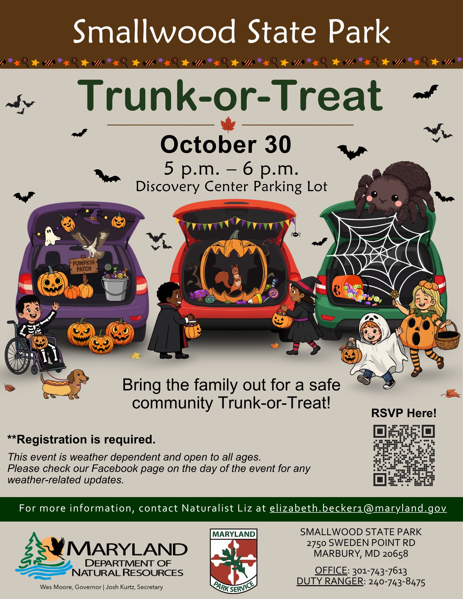Trunk-or-Treat at Smallwood State Park flyer