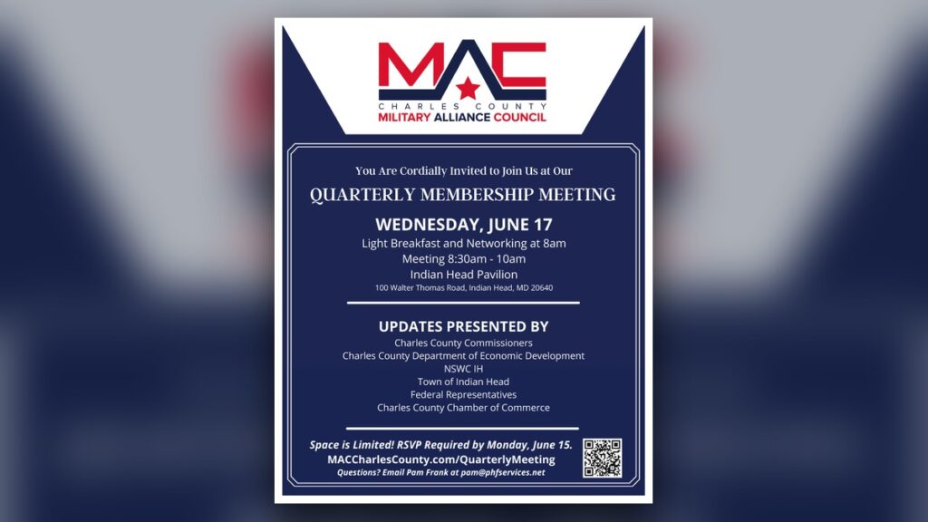 MAC Quarterly Membership Meeting flyer for Wednesday, June 17, at Indian Head Pavilion
